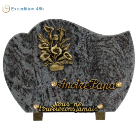Plaque forme arrondie bronze arums 18x25cm