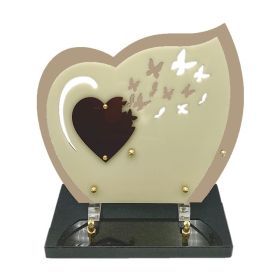 Plaque funéraire en plexglass forme coeur 