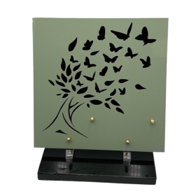 Plaque plexiglas carrée arbre papillon 33x28cm