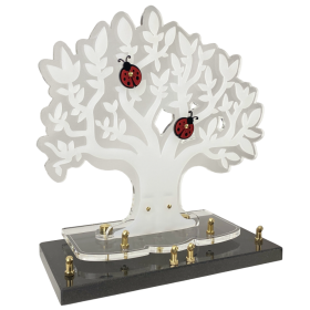 Plaque plexiglas arbre coccinelles 34x34cm
