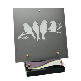 Plaque funéraire en plexiglass avec double coeur et inscription