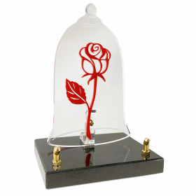 Plaque funéraire en plexiglass avec double coeur et inscription