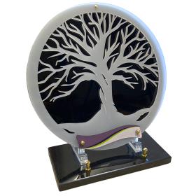 Plaque plexiglas ronde arbre de vie 30x31,5cm