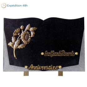 Plaque livre bronze tournesol 20x30cm