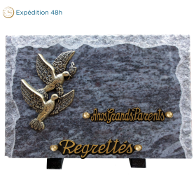 Plaque bords bruts bonze colombes 20x30cm