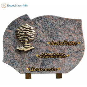 Plaque forme bronze arbre banc 25x35cm