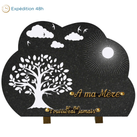 Plaque forme gravure arbre de vie nuage soleil 25x35cm
