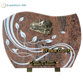 Plaque forme gravure fresque bronze ferme 25x35cm