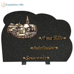 Plaque forme bronze village 30x40cm
