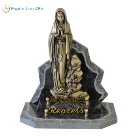 Statue Vierge Marie granit bords bruts 30x34cm