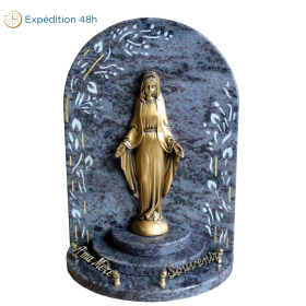Statue Vierge gravure fleur 30x40cm