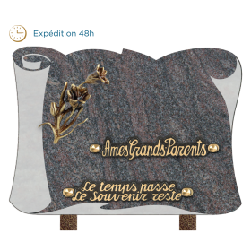 Plaque parchemin bronze fleurs 18x25cm