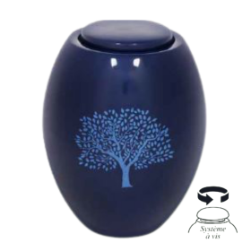 Urne empreinte arbre bleue