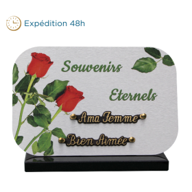 Plaque dibond rectangle arrondis 2 roses