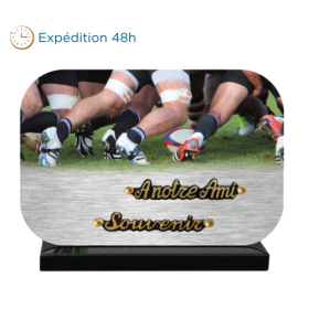 Plaque dibond rectangle arrondi joueurs de rugby
