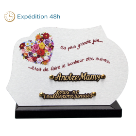 Plaque dibond forme cœur de fleurs 