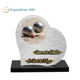 Plaque dibond forme cœur pétanque