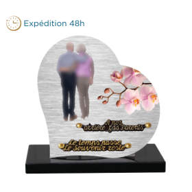 Plaque dibond forme cœur grands-parents