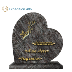 Plaque coeur bronze main roses 30x30cm