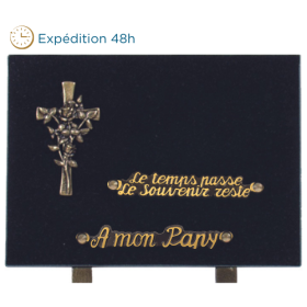 Plaque bronze croix fleurie 18x25cm