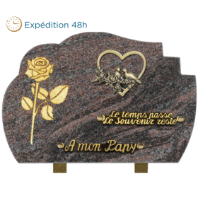 Plaque forme gravure fleur or 20x30cm 