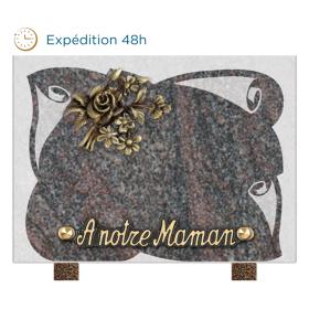 Plaque gravure parchemin bronze bouquet 15x20cm