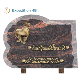 Plaque bords bruts forme bronze coeur papillon 18x25cm