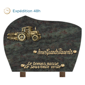 Plaque forme bronze tracteur 18x25cm