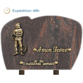 Plaque forme bronze pompier 20x30cm