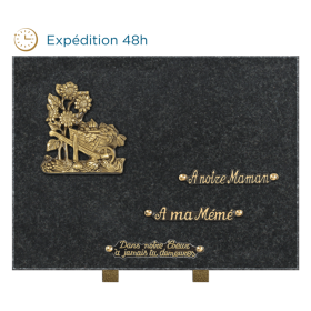 Plaque bronze brouette jardin 30x40cm