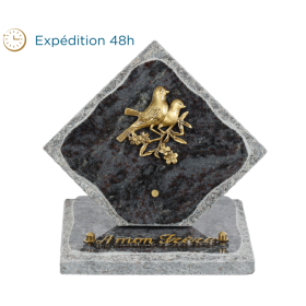 Plaque losange bronze oiseaux 15x15cm
