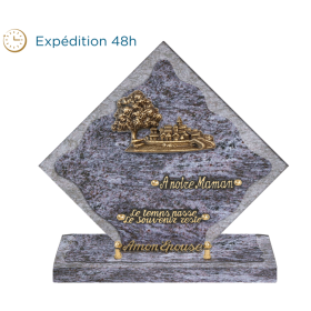 Plaque losange bronze village 28x28cm