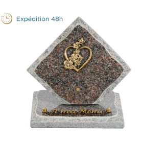 Plaque losange bronze coeur 15x15cm