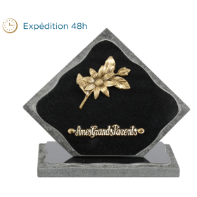 Plaque losange bronze fleur 20x20cm