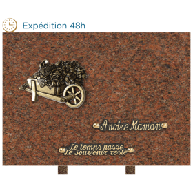 Plaque bronze brouette jardin 25x35cm