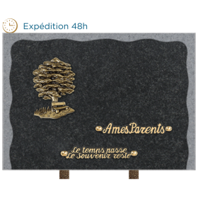 Plaque bords bruts bronze arbre 25x35cm