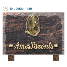 Plaque bords bruts bronze Vierge Marie 12x18cm