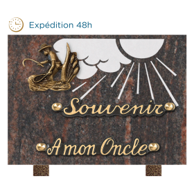 Plaque bronze agriculteur gravure nuage 15x20cm