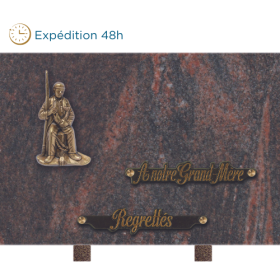 Plaque bronze pecheur assis 20x30cm