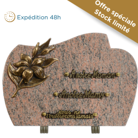plaque forme bronze fleurs bouquet 25x35cm