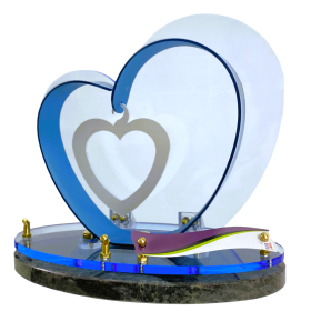 Plaque funéraire en plexglass forme coeur