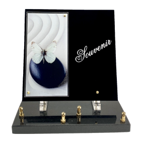 Plaque plexiglas galet papillon "souvenir" 26x24cm