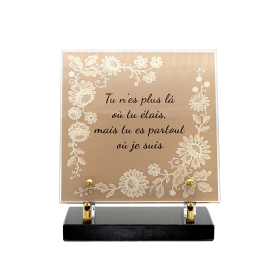 Plaque plexiglas carré fleurie 20x22cm