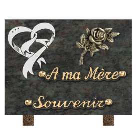 Plaque bronze rose gravure coeur 15x20cm