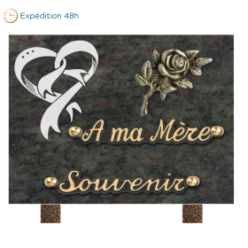 Plaque bronze rose gravure coeur 15x20cm