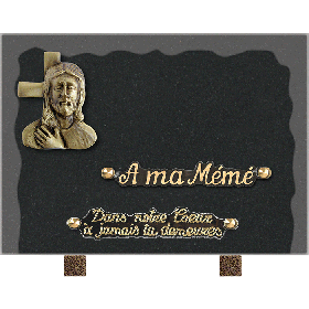 Plaque bords bruts bronze croix Jesus 18x25cm