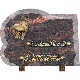 Plaque bords bruts forme bronze coeur papillon 18x25cm