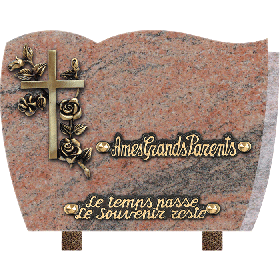 Plaque forme bronze croix roses 18x25cm