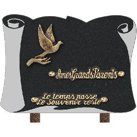 Plaque parchemin bronze main colombe 18x25cm