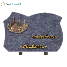 Plaque forme bronze bateau 30x20cm